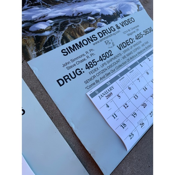 Simmons Drug & Video Advertising Wall Calendars 2004 & 2009 Deer Art - Picture 5 of 5